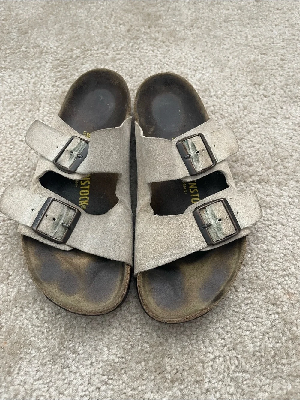 Birkenstock Two-Strap Suede Sandals - Light Beige